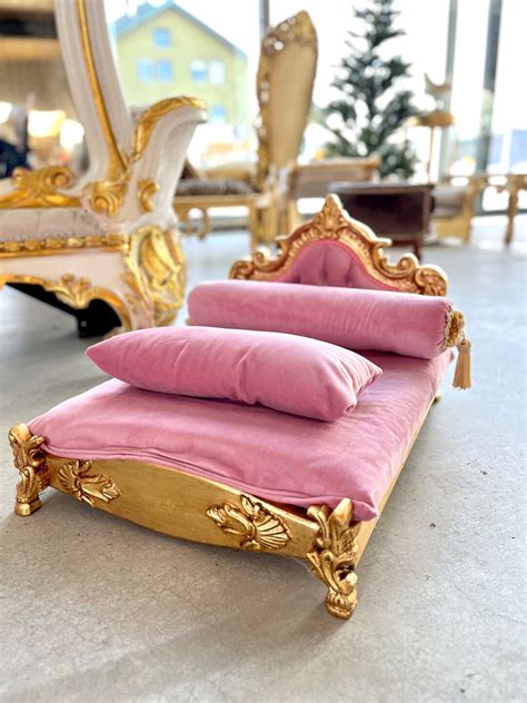 Pet Bed French Louis Baroque Style Dog Bed in Gold .